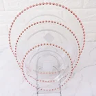 8'' 10'' 12'' wholesale rose gold rim glass charger plates dinnerware set