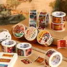 china custom vintage stamp and paper tape stickers Retro chinese stamp die cut plan drama washi tape sticker roll