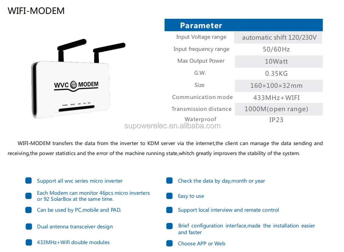 新版本 Wifi 无线 WVC 现代化监测系统 wzg 2350W 600W 700W 1200W 1400W 太阳能微型逆变器