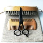Afro Men Beard Comb Brush Scissors Grooming Kit With Plastic Facial Hair Comb