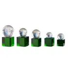 Crystal Golf Crystal 60/80/100MM Crystal Golf Ball With Green Base Print Crystal Award