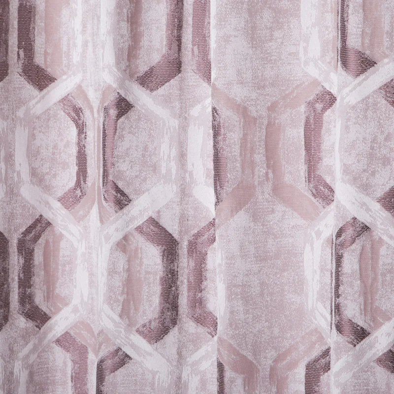 Curtain style pink British style hexagon three color jacquard popular geometric curtain