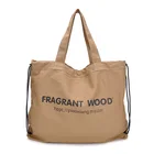 eusable Eco Large Canvas Material Drawstring Backpack Bag Shopping Grocery canvas Tote Bag with Logo