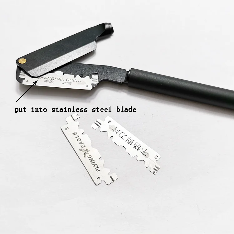 type: private label single blade black straight shaving razor