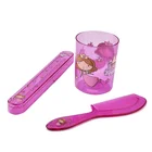 Three piece suit Travel Comb Toothbrush Case Tumbler Bath Cleaning Set For Kids