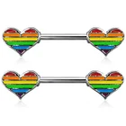 Colorful Rainbow Heart Sexy Nipple Rings Stainless Steel Body Piercing Jewelry Free Sample Jewelry