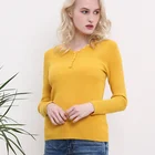 Yellow women winter soft covering yarn custom Korea knit sweater