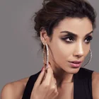 Hoop Earrings 2020 New Trendy Rihanna Style Big Large Gold Plated Crystal Diamond Hoop Earrings