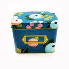 Customized Printed Rectangular Collection Tea Storage Metal Tin Box With Label Slot On Front