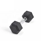 Weight Lifting Black Color Cast Iron Fixed Rubber Coated Gym Exercises Hex Dumbbell