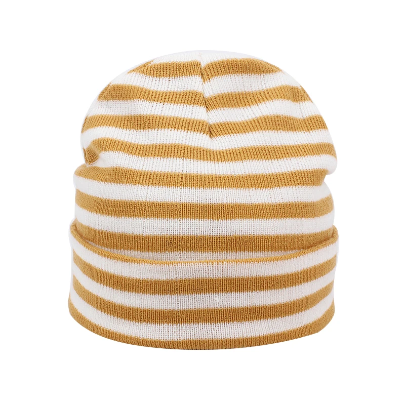 Изготовленная на заказ акриловая вязаная шапка желтая полосатая шапочка