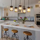 Rectangle Black Metal Glass Shade Lamps Home Decor Ceiling Pendant Lighting for Dining Table
