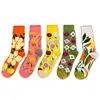 Yueli new flower design women cotton socks happy socks