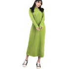 Autumn or Winter fashion casual long sleeves ladies yellow long dress maxi knitted dresses for women