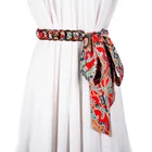 Ethnic silk knotted belt for female decorative dress wild coconut shell pants belt ribbon flower pattern decoration