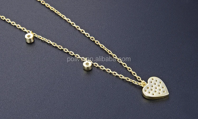 POLIVA 925 Sterling Silver Gold Plated Jewelry Women Cz Zircon Heart Pendant Gold Necklace
