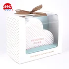 wholesale customized unique bride and groom heart shaped gift card box set with pvc window