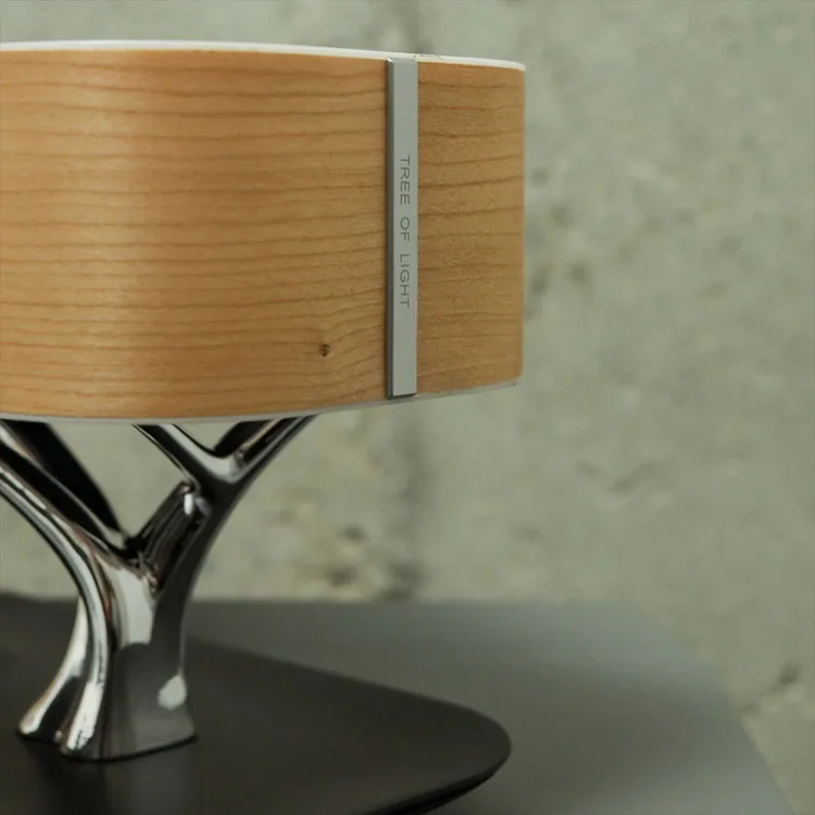 2020 Hot Selling Funny Tree Light Wooden Led Table Lamp With Wireless Charger And Speaker