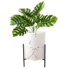cheap home decoration indoor outdoor drainage large garden ceramic flower pot planter with iron stand