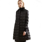 Winter Ladies Stand Collar Long Goose Down Plus Size Black Coat Woman