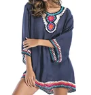 Women Clothing Autumn New Design Retro Embroidery Hollowed Out Plus Size Ladies Blouses Tops