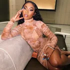 2020 Women Clothing Summer Dresses O-neck Long Sleeve Screen Printed Nightclub Mini Dress