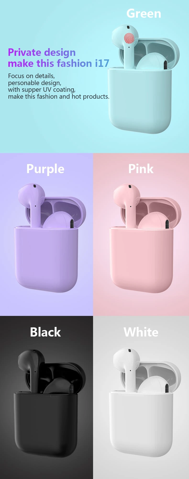 i7S TWS Bluetooth Wireless Earphone with Charger Case i17 - ANKUX.COM