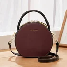 Dropshipping Ladies Round Shape Cow Genuine Leather Handbags Women Shoulder Bag