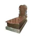Israel antique Indian red granite headstone gravestone monument with hand carved flower