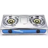 Two buttons blue heat resistant stainless steel 2 burner gas hob, gas stove