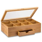 Natural Color Bamboo Tea Bag Organizer Storage Box