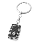 Long Key Stainless Steel Long Chain Anchor Keychain Black Cz Setting Key Holder For Men And Chlidren