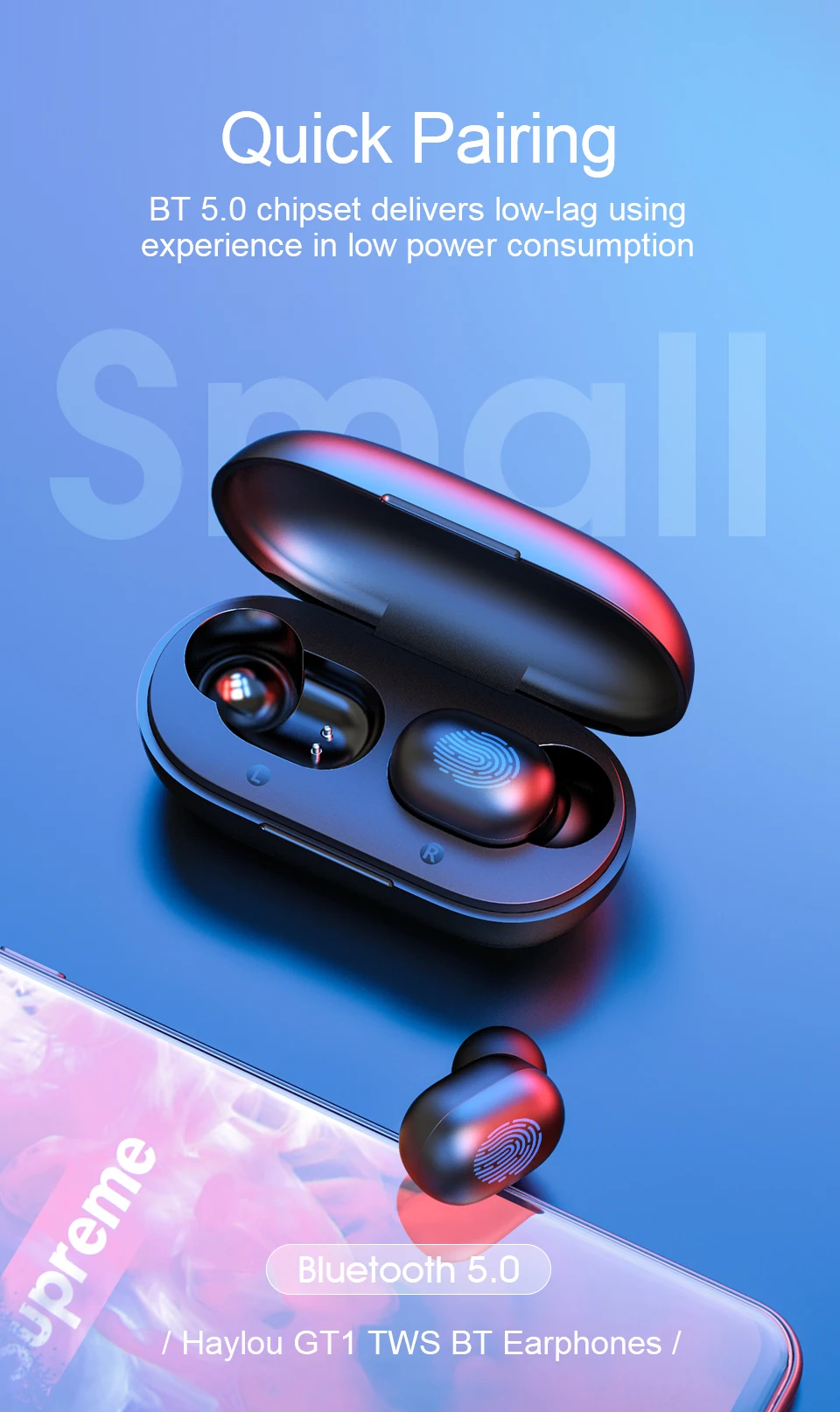 Wholesale Haylou GT1 TWS Fingerprint Touch Bluetooth Earphones HD Stereo Wireless Headphones - ANKUX.COM
