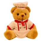 beautiful plush teddy bear with cooker clothes 25cm plush bear with white chef uniform