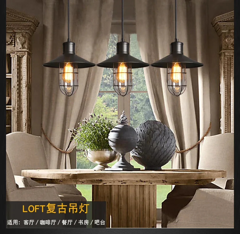 Artdecolite Avian Industrial Loft Single-Light Black Metal Pendant Light