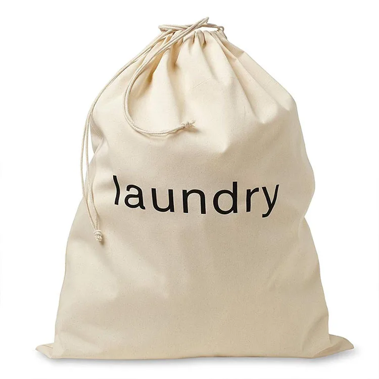 Wholesale custom printed logo cotton laundry bag canvas drawstring laundry bags