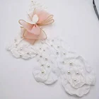 Custom 3D popular Clothes Sewing on Fold beaded bow Cloud shape Patches for lady garments