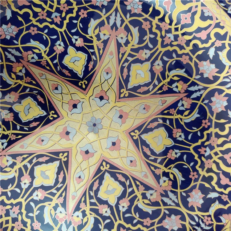 14 Inch big Ceramic Dinner Restaurant Modern Dishes Plates blue colorful muslim Ceramic Dinner plate
