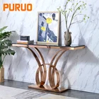 Luxury console table marble top mirror rose gold stainless steel for living furniture