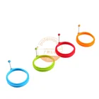 Housewares non-stick cooking pancake rings round shaped silicone egg mould for frying with steel handle