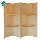 Modern decorative movable wooden screen 4-leaf folding room divider