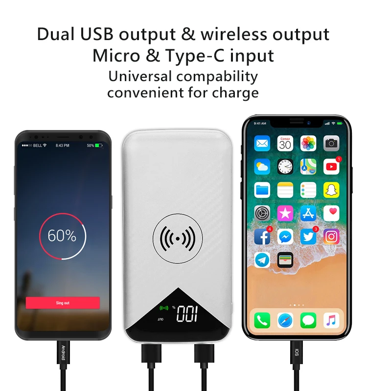 Fast charging wireless power banks 10000mah with logo customized - ANKUX.COM