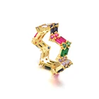 BAOYAN Fashion Gold Plated Colorful Crystal Zirconia Wave Ring