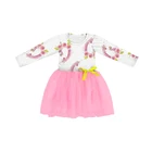 Girls Sweet Hot Cute Dress Flower Pattern White Top Light Pink Wholesale Outfit Kid Dress For Newborn Party Wear