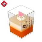 FDA Cup Plastic Disposable Cups Custom Disposable Square Mini Dessert Ice Cream Plastic Cup with Lid and Spoon