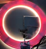 Dimmable bi color 18 inch led makeup studio ring light CY 18 inch with stand mirror for video photo shooting CY-432B