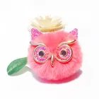 Promotion Christmas Hair Ball Keychain Owl Pom Pom Pendant Bag Plush Keychain Jewelry Gift