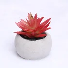 High quality ceramic white pot with artificial succulent plant for table decoration
