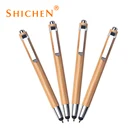 Promotional plastic click laser logo bamboo 2 in 1 capacitive stylus pen
