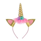020 Factory Price Kids Accessories Set Birthday Party Headband Gold Unicorn Hair Accessories For Kids